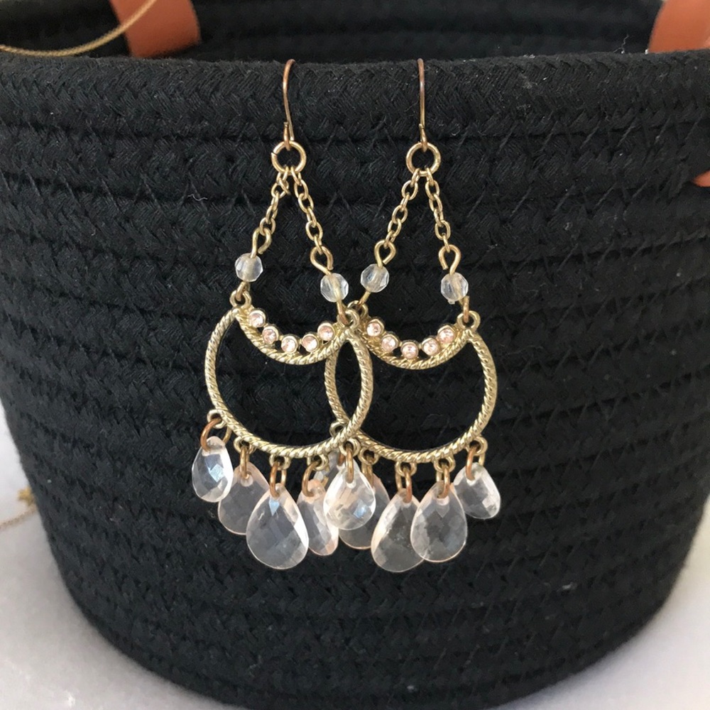 Chandelier Drop Earrings in pink gold